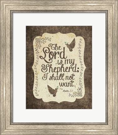 Framed Psalm 23 The Lord is My Shepherd - Bird Border Print