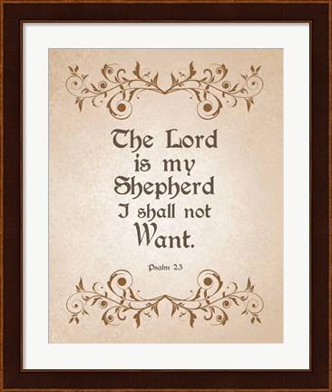 Framed Psalm 23 The Lord is My Shepherd - Brown Print