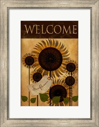 Framed Sunflowers Welcome Print