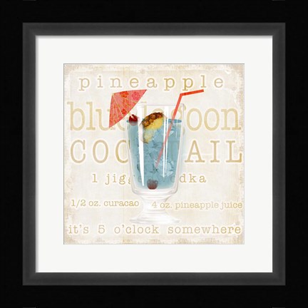 Framed Blue Lagoon Cocktail Print