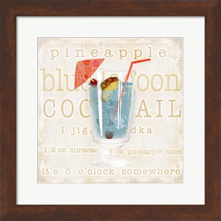 Framed Blue Lagoon Cocktail Print