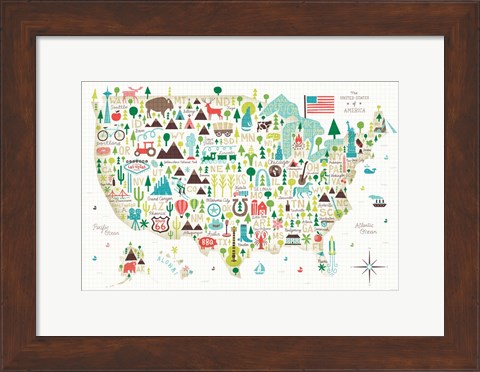 Framed Illustrated USA Print