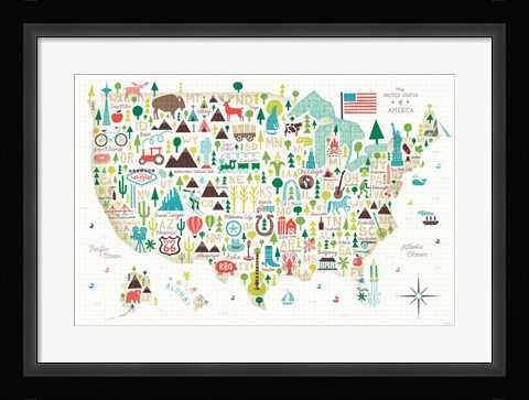 Framed Illustrated USA Print