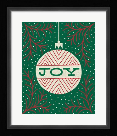 Framed Jolly Holiday Ornaments Joy Print