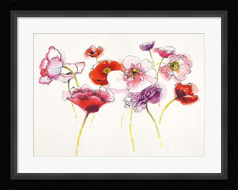 Framed Pink and Red Somniferums Print