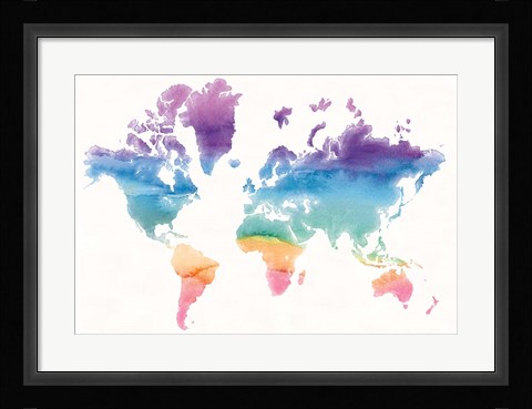 Framed Watercolor World Print