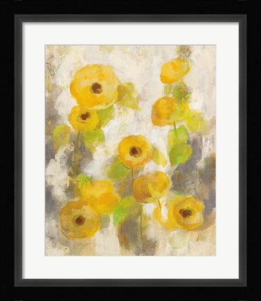 Framed Floating Yellow Flowers II Print