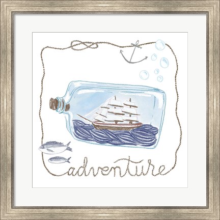 Framed Ship in a Bottle Adventure Print