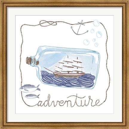 Framed Ship in a Bottle Adventure Print