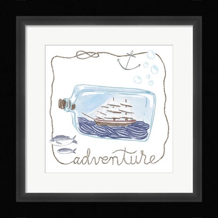 Framed Ship in a Bottle Adventure Print