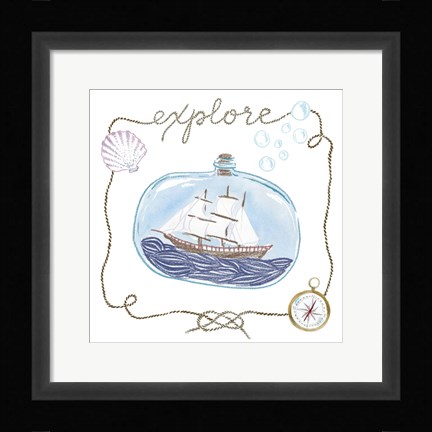Framed Ship in a Bottle Explore Print