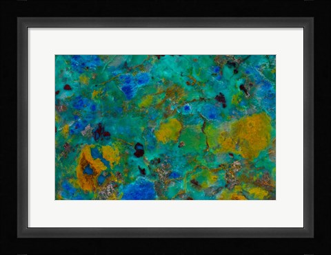 Framed Blue Cliff Chrysocolla Print
