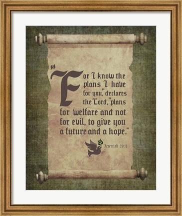 Framed Jeremiah 29:11 For I know the Plans I have for You (Scroll) Print