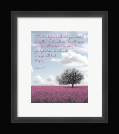 Framed Zephaniah 3:17 The Lord Your God (Colored Landscape) Print
