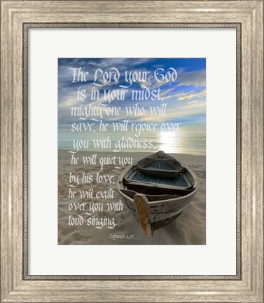 Framed Zephaniah 3:17 The Lord Your God (Beach) Print