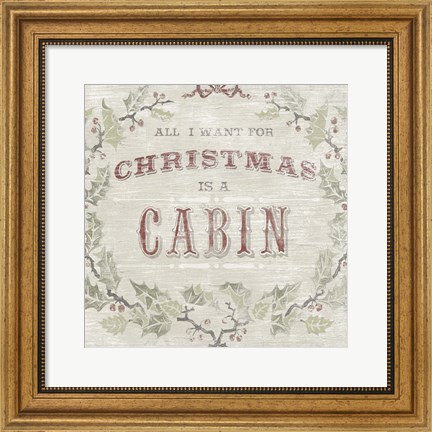 Framed Cabin Christmas IV Print