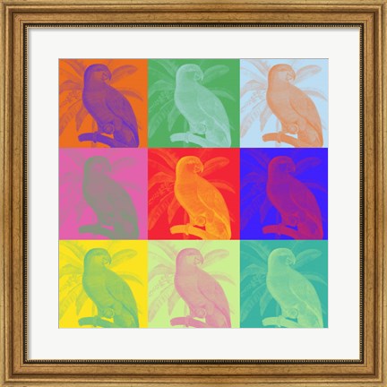 Framed Parrot Party I Print