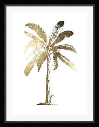 Framed Gold Foil Tropical Palm II- Metallic Foil Print