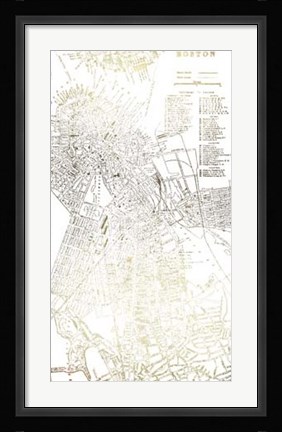 Framed Gold Foil City Map Boston- Metallic Foil Print