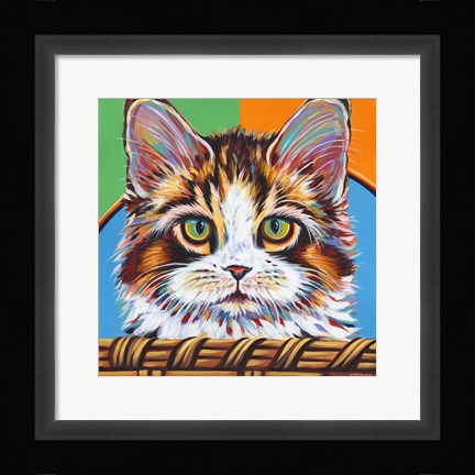 Framed Kitten in Basket II Print