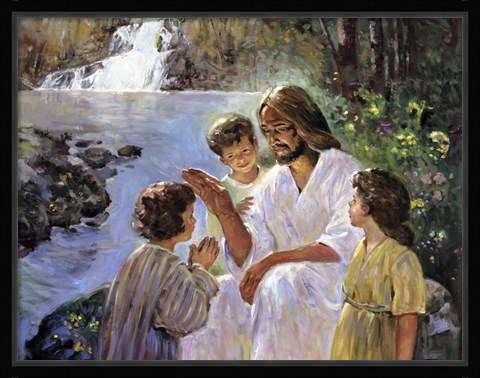 Framed Christ And The Children Print
