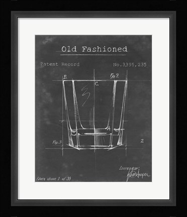 Framed Barware Blueprint I Print