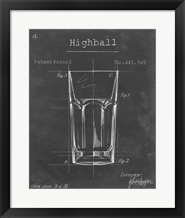 Framed Barware Blueprint II Print