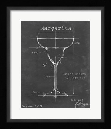 Framed Barware Blueprint VI Print