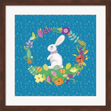 Framed Bunny Wreath II Print
