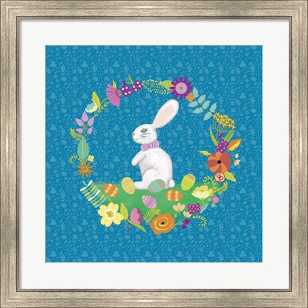 Framed Bunny Wreath II Print