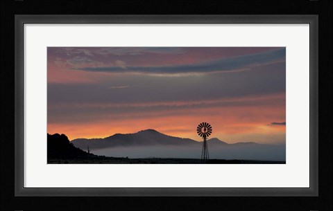 Framed Mountains and Windmill Print