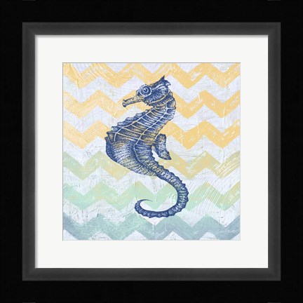 Framed Chevron Sea Horse Print