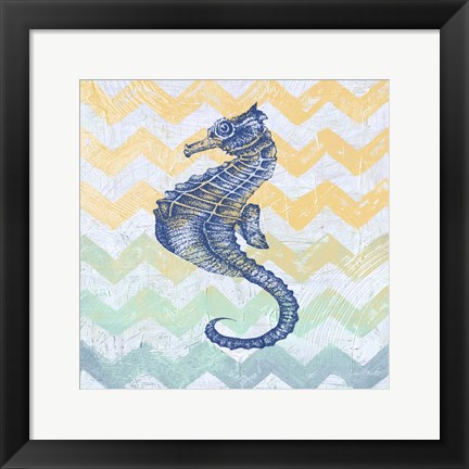 Framed Chevron Sea Horse Print