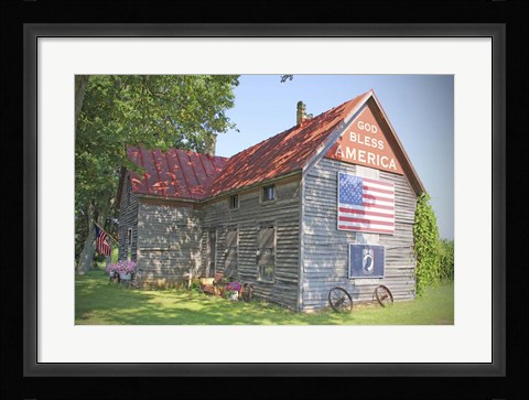 Framed God Bless America House Print