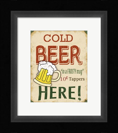 Framed Cold Beer Sign Print