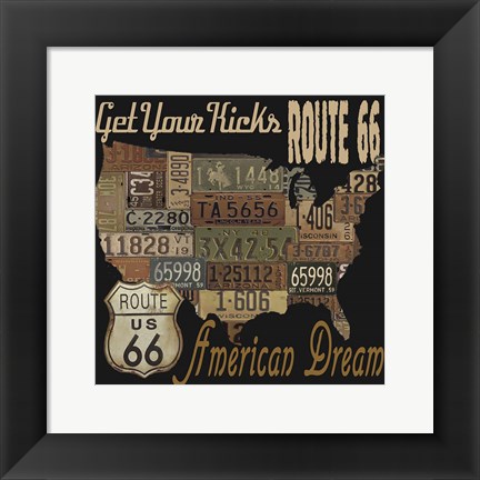 Framed Route 66 - American Dream Kicks Print