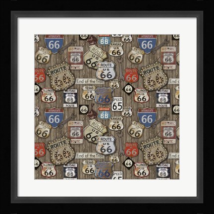 Framed Route 66 on Wood Print