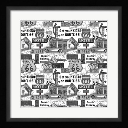 Framed Route 66 - Grey Print