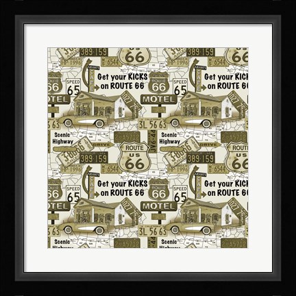 Framed Route 66 - Gold Print