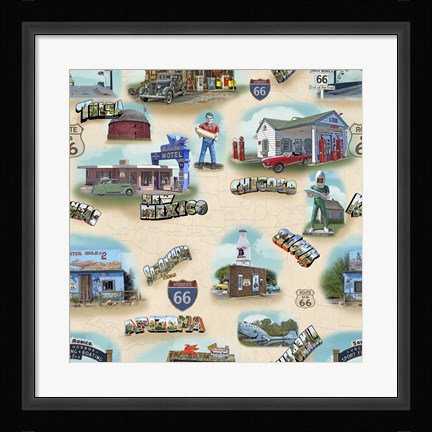 Framed Route 66 Landmarks II Print