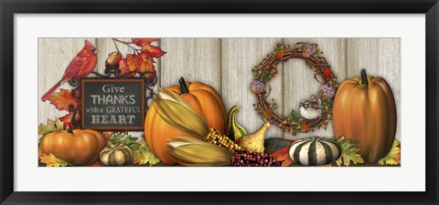 Framed Give Thanks with a Grateful Heart Print