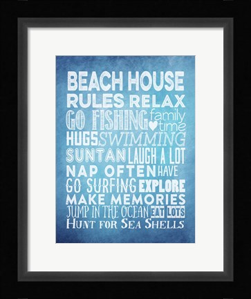 Framed Beach House Rules Print