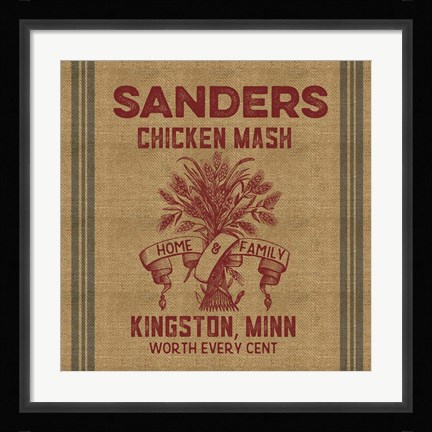 Framed Chicken Mash Feed Sack Print