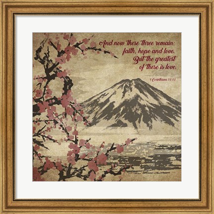 Framed 1 Corinthians 13:13 Faith, Hope and Love (Japanese) Print