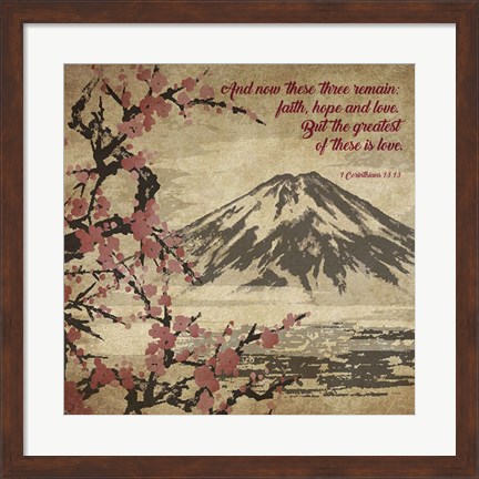 Framed 1 Corinthians 13:13 Faith, Hope and Love (Japanese) Print