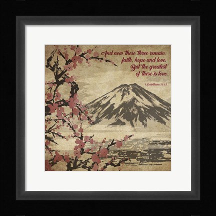 Framed 1 Corinthians 13:13 Faith, Hope and Love (Japanese) Print