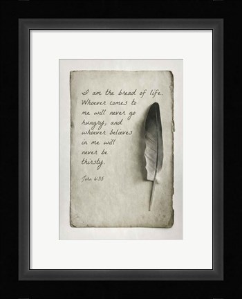Framed John 6:35 I am the Bread of Life (Gray) Print