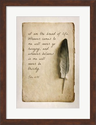 Framed John 6:35 I am the Bread of Life (Sepia) Print
