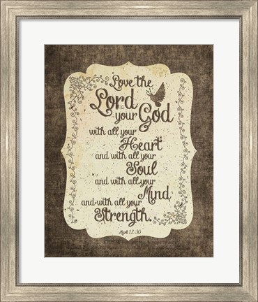 Framed Mark 12:30 Love the Lord Your God (Bird) Print