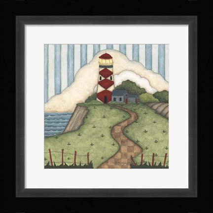 Framed Red Diamond Lighthouse Print